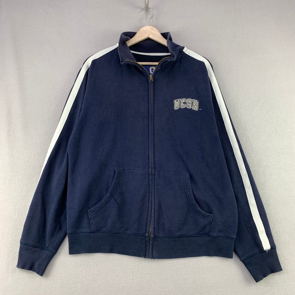 UC Santa Barbara Track Jacket Mens Small Dark Navy Striped Athletic College Top
